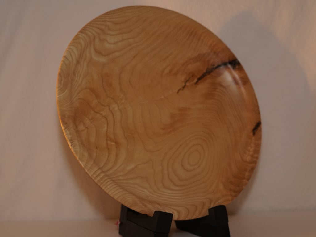Large English ash hand-turned wooden bowl