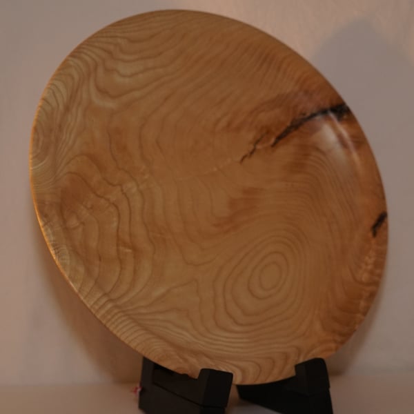 Large English ash hand-turned wooden bowl