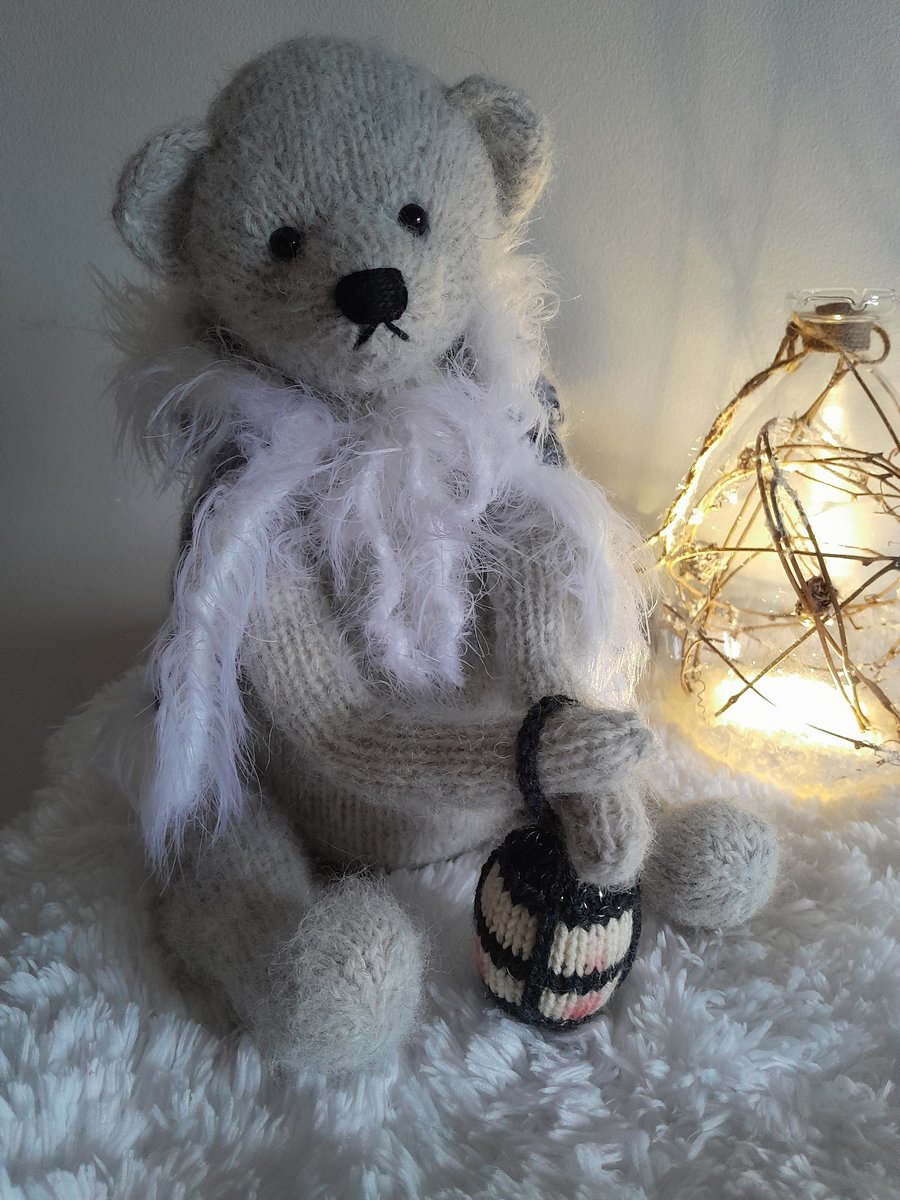 Christmas Bear, Handknitted Teddy Bear
