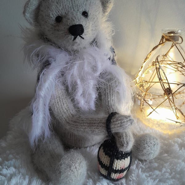 Christmas Bear, Handknitted Teddy Bear