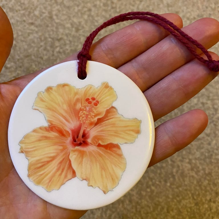 Flower Decoration - ceramic ornament,  Hibiscus flower, wedding favour 