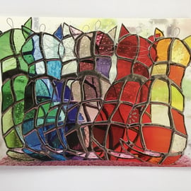 Greetings Card multipack - 5 Stained Glass greetings cards for the price of 4