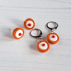 Bakewell Tart earrings, stud or mini hoops available