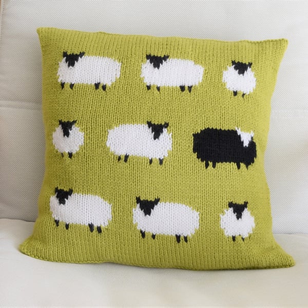 Knitting Pattern for a Sheep Cushion using Aran or Worsted Wool. Digital Pattern