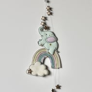 Elephant, Rainbow, Cloud and Stars - Hanging Decoration