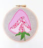 Pink sweet pea textile wall art, 5" - Image 1