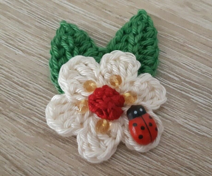 Cotton Wool Crochet Flowers- Embellishments - Crafts- Appliques