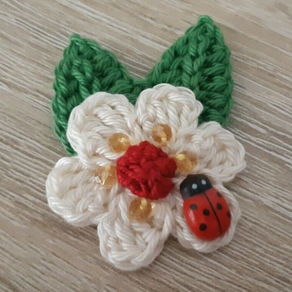 Cotton Wool Crochet Flowers- Embellishments - Crafts- Appliques