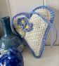 Crochet hanging heart, forget-me-not heart decoration - Image 3