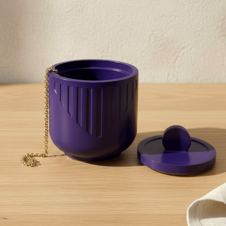 Midnight Violet Round Jewellery Box with Lid Handmade Keepsake Pot Gift