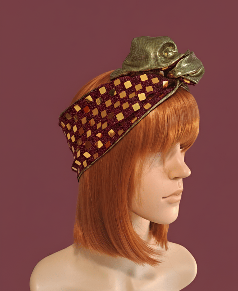 Plum Sparkle Wide Wire Headwrap 