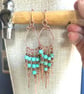 Boho Turquoise, Copper dangly earrings - Image 2