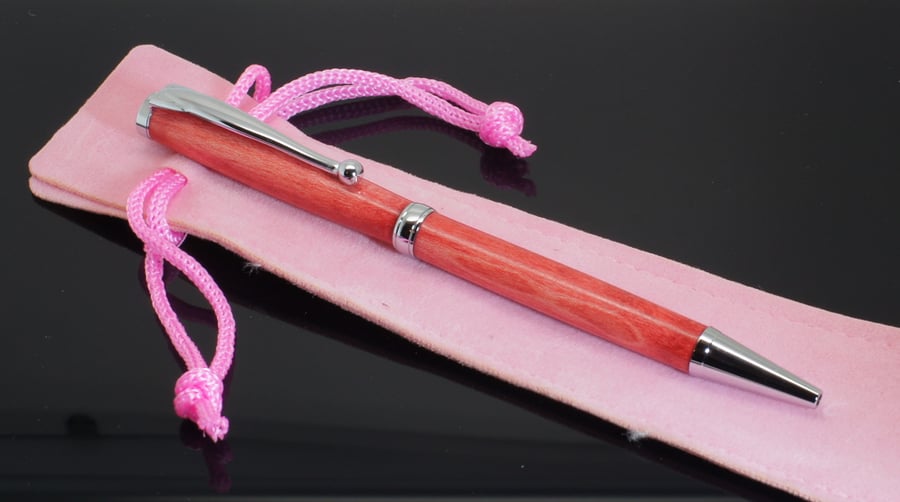 Chrome twist pen in stained holly