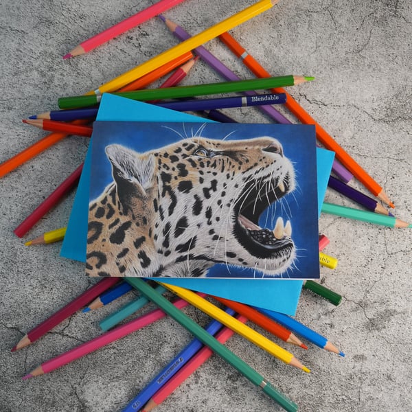 Teefs Jaguar Blank Greetings Card Printed from Original Art