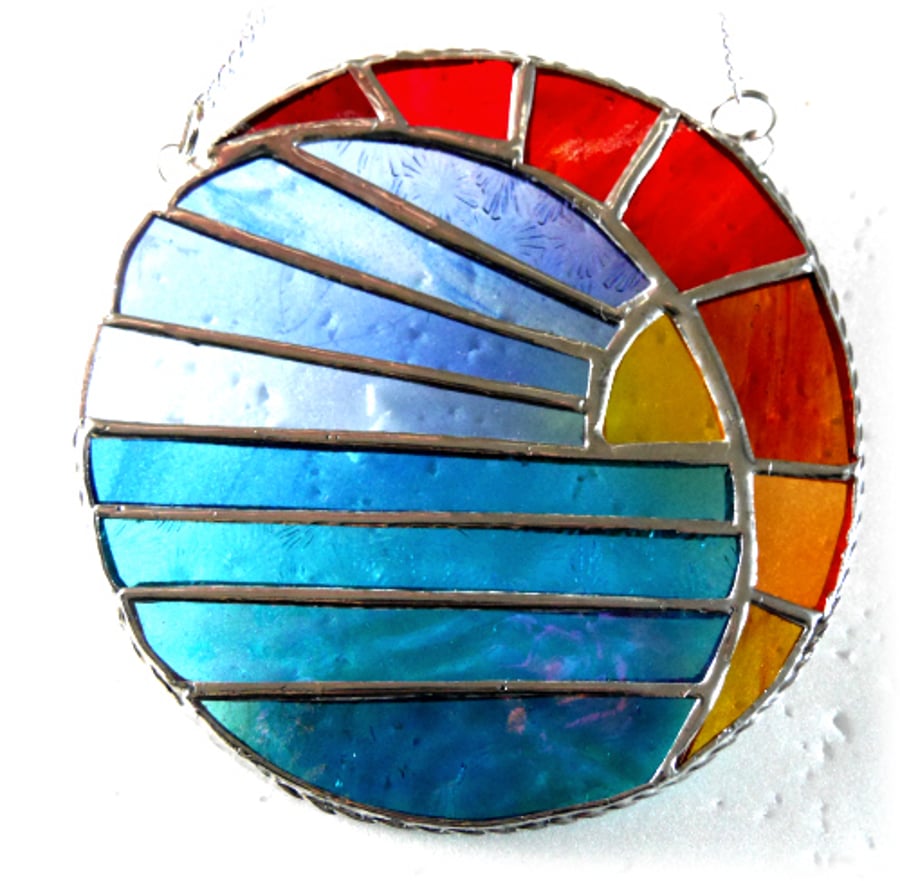 Sunset Moon and Sea Stained Glass Suncatcher 004