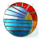 Sunset Moon and Sea Stained Glass Suncatcher 004