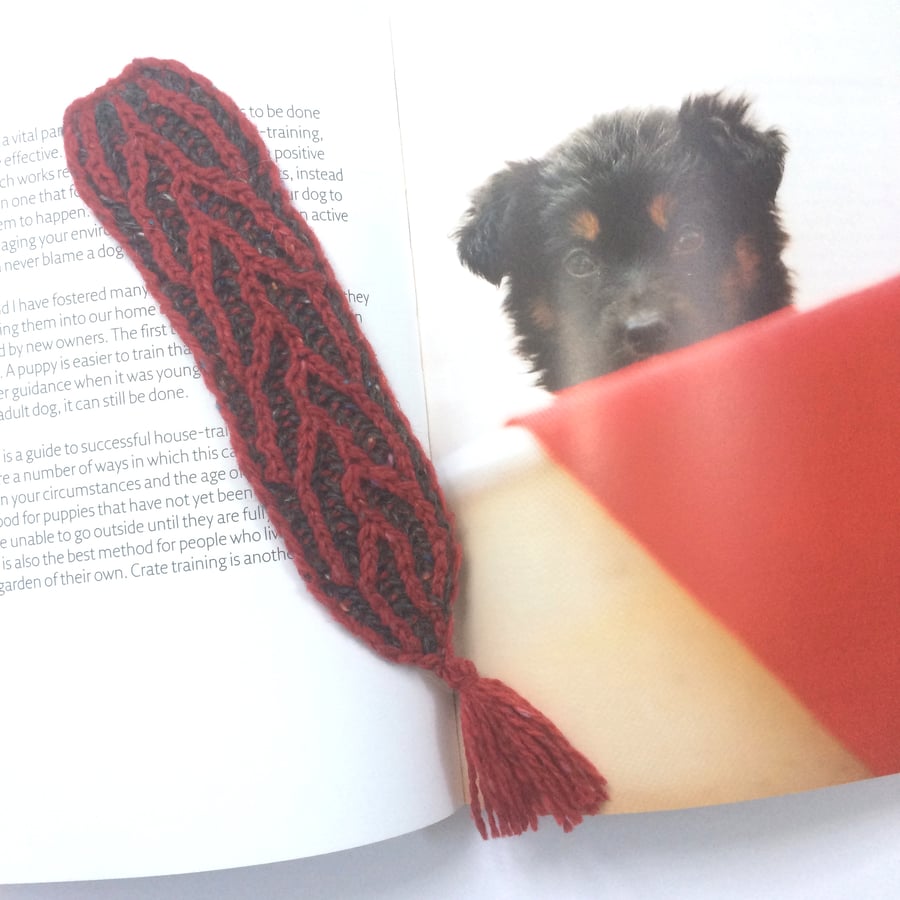 Hand knit book mark