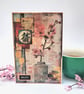 Collage Cherry Blossom Any Occasion Card or Japanese Style Home Decor Piece