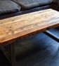 Handmade Rustic Solid Wood Coffee Table - Metal Square Framed Legs  - Image 5