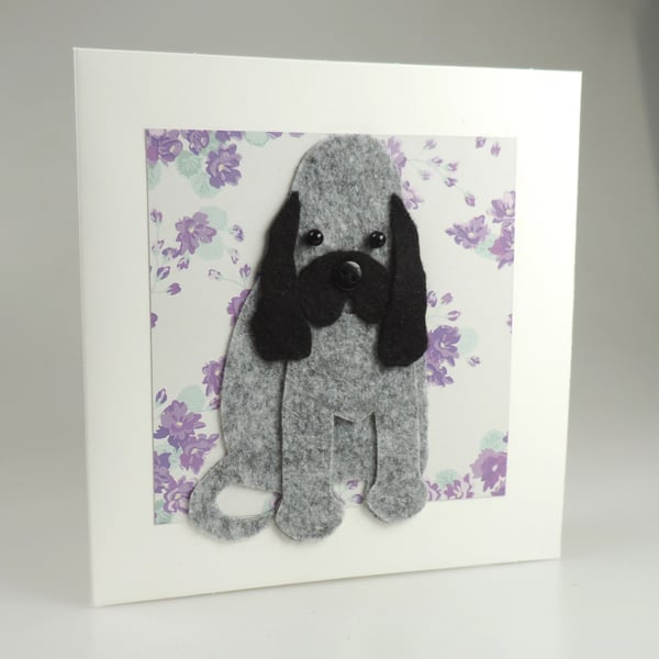 Spaniel Puppy Dog Card, Blank inside, Birthday, Greeting, Universal gift card