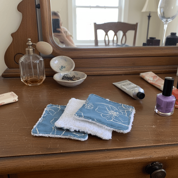 Powder Blue Poppy Reusable Face Wipes