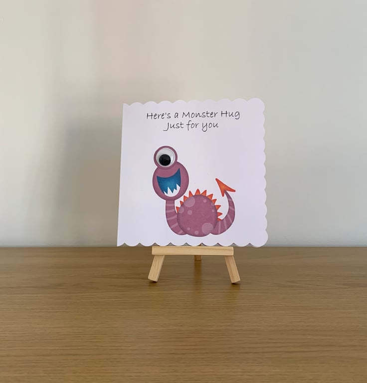 Googly Eye Monster Hug Greeting Card. Design 8