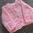 12" Early Baby Lace Edge Baby Girls Cardigan (Prem)