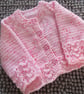 12" Early Baby Lace Edge Baby Girls Cardigan (Prem)