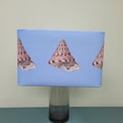 Rectangular lampshade with rounded corners featuring a vintage shell design
