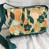 Designer Messenger Cross body Bag, Textile Bag, Greens & Golds Bag, Unique Bag.