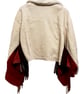 Upcycled Cream Corduroy & Red Plaid Winter Cape Kimono with Faux Fur Collar - Image 4