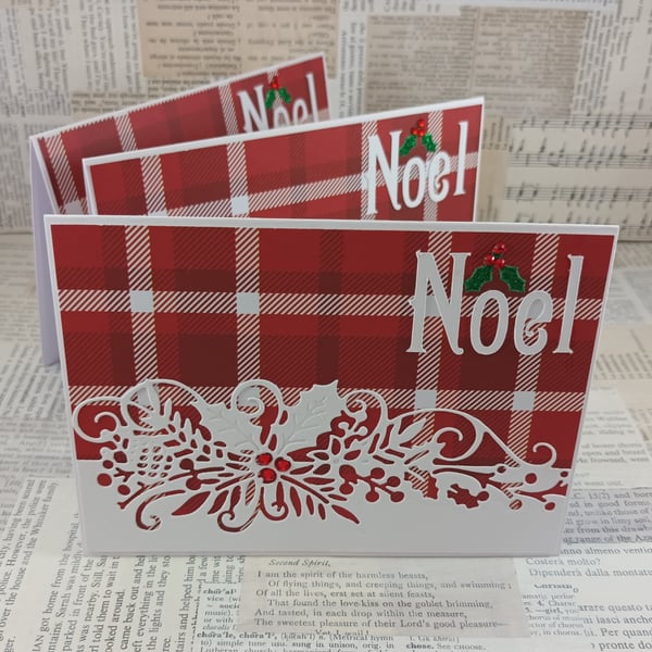 Pack of 3 handmade Christmas cards - Holly