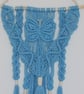  Butterfly Macrame Wall Hanging Handmade Cornflower Blue - Image 1