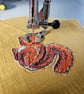 Red Squirrel mini hoop, handmade hanging decoration, embroidered - Image 6