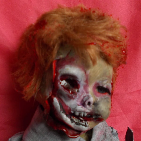 OOAK Creepy Horror Monster Doll Walking Dead 'ZOMBIE '16" 40 cm 