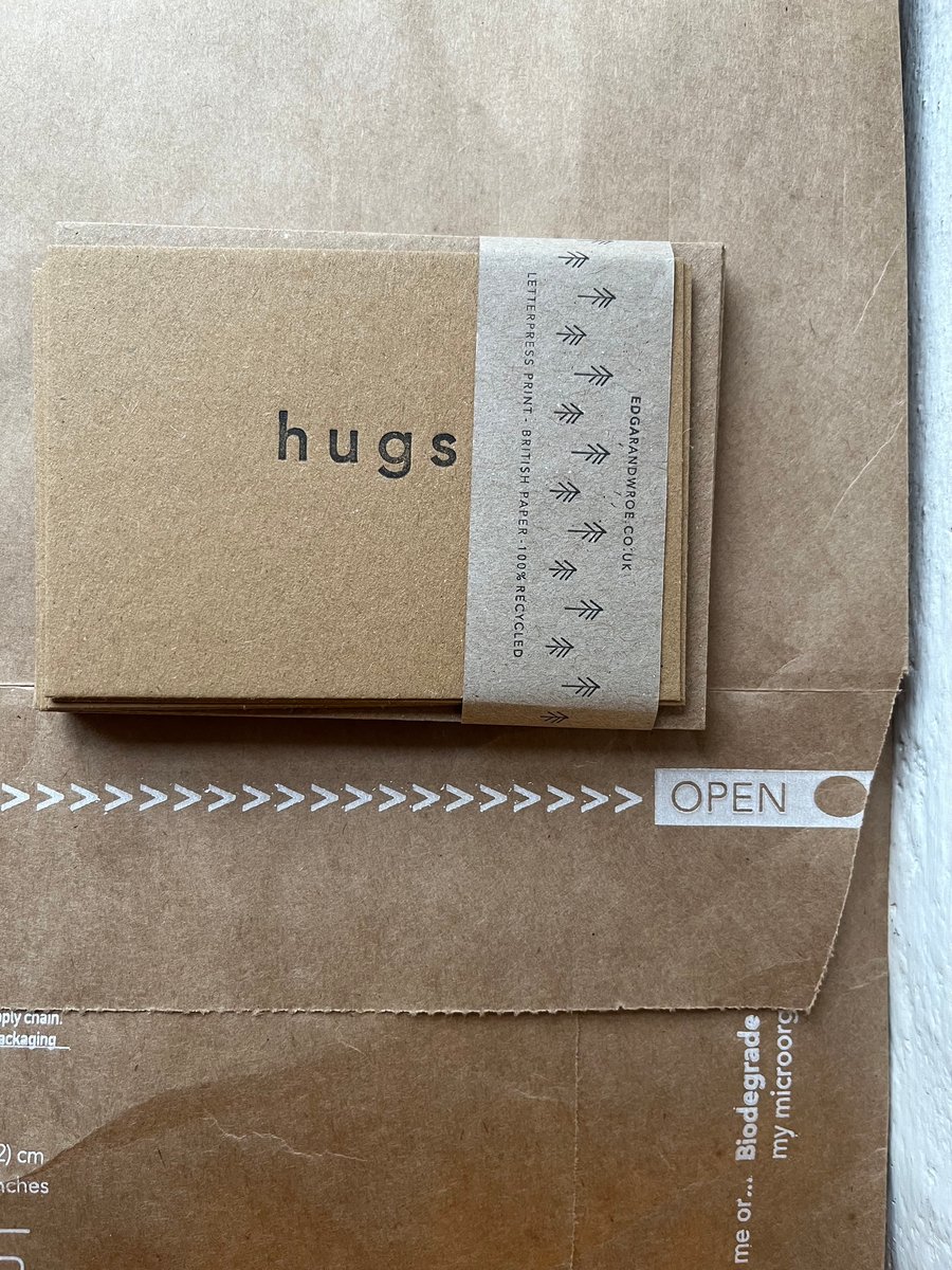 10 Notelets & Envelopes. Hugs. Little Blank Cards. Letterpress Hand Printed. 
