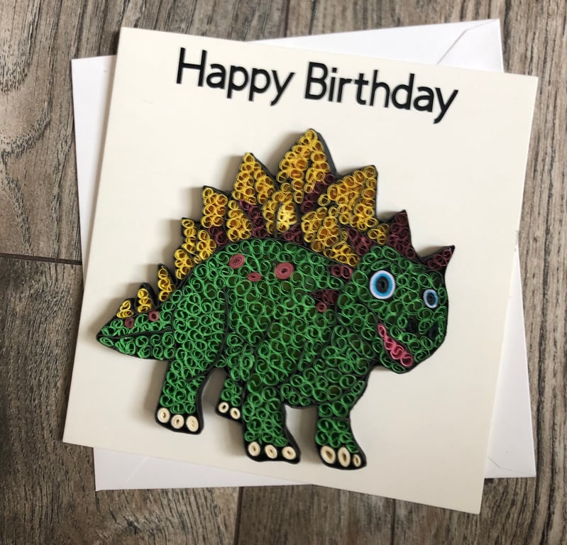 Stunning handmade quilled Dinosaur Card