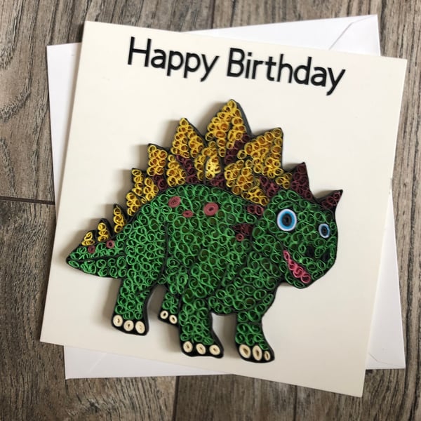 Stunning handmade quilled Dinosaur Card