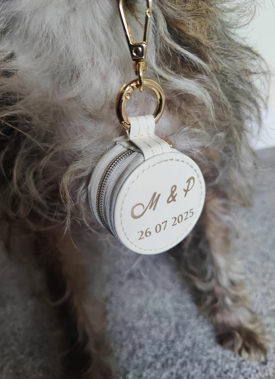 Personalised Wedding Cream Faux Leather Ring Box - Dog Ring Bearer