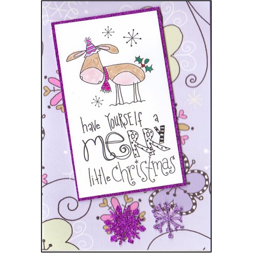 Snow Donkey on Patterned Background (X519)