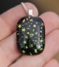 Orange Gold Star Pattern Dichroic Glass Pendant,  Fused Glass Necklace F23