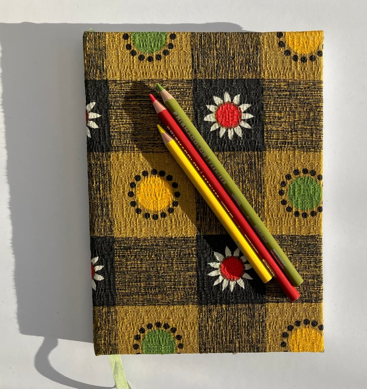 Handmade A5 book with Early 1950s Daisy & Spot Vintage Fabric