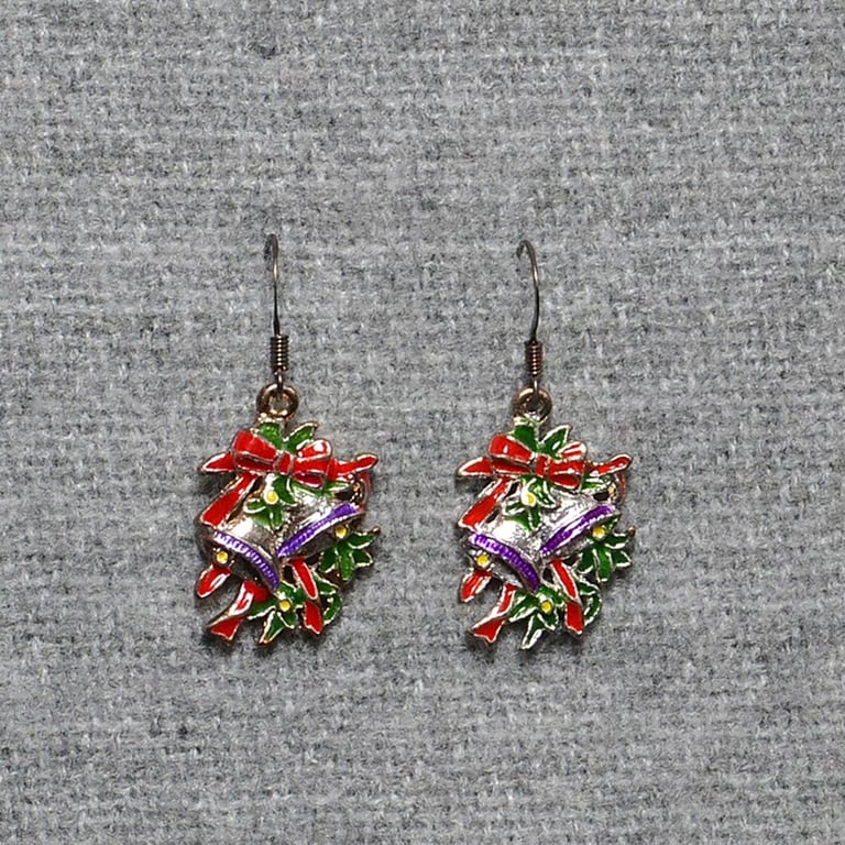 Decorative Christmas Bell Charm Earrings