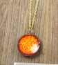 Handmade Bright Orange Ceramic Necklace, Gold Chain, Colourful Glazed Clay Penda - Image 9