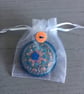 Hand Embroidered Blue Flower Brooch - Image 5