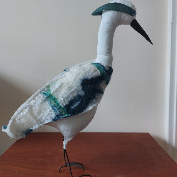 Quirky Wading Bird Fabric Soft Sculpture Ornament Decoration