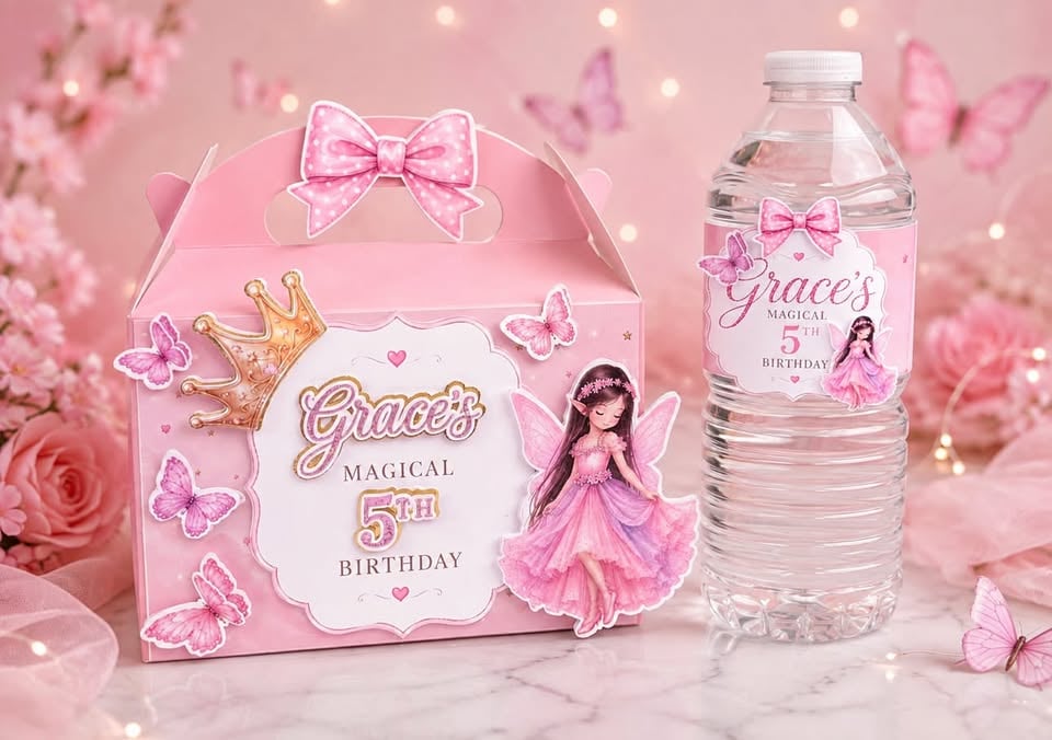 Personalised Fairy Party Box - Girls Birthday Favour Box - Fairy Birthday Party 