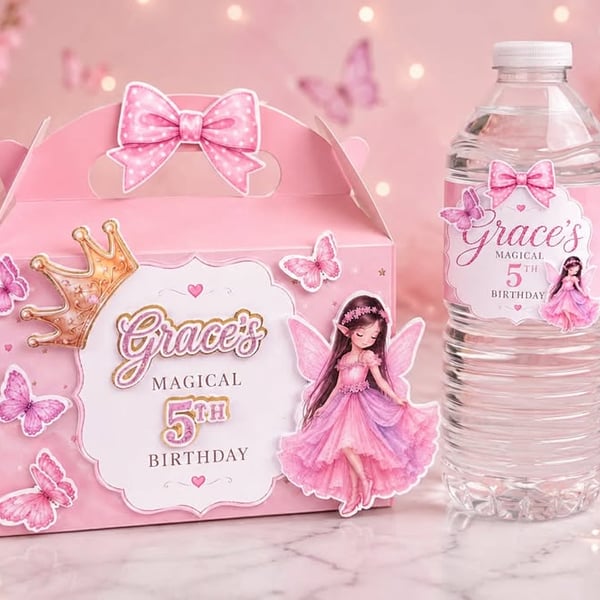 Personalised Fairy Party Box - Girls Birthday Favour Box - Fairy Birthday Party 