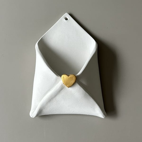 Clay Hanging Envelope – Love Token, Hearts or Affirmation Holder