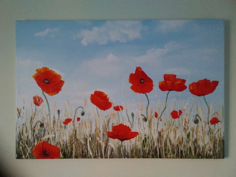 SOLD,   acrylic paint painting art artwork artist poppy poppies flower floral 
